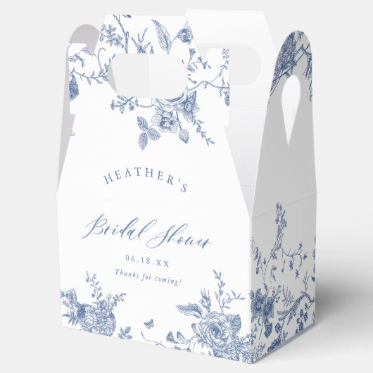 Blauw Bloemachtig Bruidsfeestje Bedankdoosjes (Geopend)