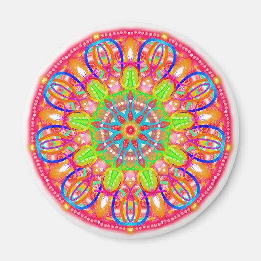 Blauw bloemblaadje Mandala Boho magneet (Voorkant)