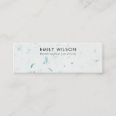 BLAUW BLOEMBLAD HANDGEMAAKTE PAPIEREN STUD OORBEL MINI VISITEKAARTJE (Voorkant)