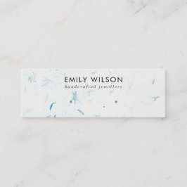 BLAUW BLOEMBLAD HANDGEMAAKTE PAPIEREN STUD OORBEL  MINI VISITEKAARTJE