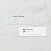 BLAUW BLOEMBLAD HANDGEMAAKTE PAPIEREN STUD OORBEL MINI VISITEKAARTJE (Voorkant / Achterkant)