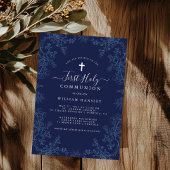  Blauw Bloemblad Jongens Eerste Communie Kaart