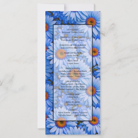 Blauw bloemblauw zonnebloemen blauw madeliefjes pa (Achterkant)