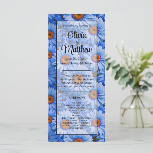 Blauw bloemblauw zonnebloemen blauw madeliefjes pa (Staand voorkant)