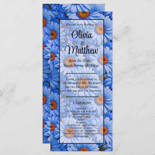 Blauw bloemblauw zonnebloemen blauw madeliefjes pa (Voorkant / Achterkant)