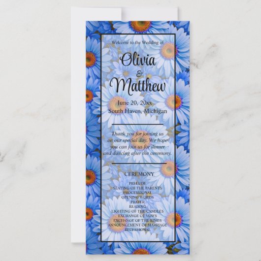 Blauw bloemblauw zonnebloemen blauw madeliefjes pa (Voorkant)