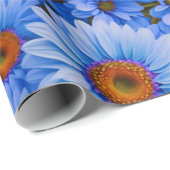 Blauw bloemblauw zonnebloemen blauw madeliefjes pa cadeaupapier (Rol Hoek)