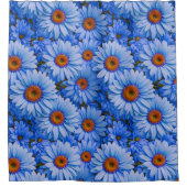 Blauw bloemblauw zonnebloemen blauw madeliefjes pa douchegordijn (Voorkant)