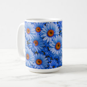 Blauw bloemblauw zonnebloemen blauw madeliefjes pa koffiemok