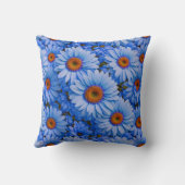 Blauw bloemblauw zonnebloemen blauw madeliefjes pa kussen (Achterkant)