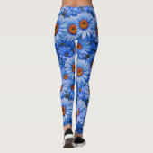 Blauw bloemblauw zonnebloemen blauw madeliefjes pa leggings (Achterkant)