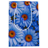 Blauw bloemblauw zonnebloemen blauw madeliefjes pa medium cadeauzakje (Voorkant)