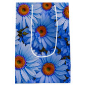 Blauw bloemblauw zonnebloemen blauw madeliefjes pa medium cadeauzakje (Achterkant)