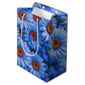 Blauw bloemblauw zonnebloemen blauw madeliefjes pa medium cadeauzakje (Achterkant Gekanteld)