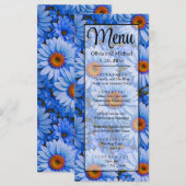 Blauw bloemblauw zonnebloemen blauw madeliefjes pa menu (Voorkant / Achterkant)