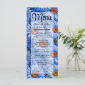 Blauw bloemblauw zonnebloemen blauw madeliefjes pa menu (Staand voorkant)