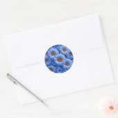 Blauw bloemblauw zonnebloemen blauw madeliefjes pa ronde sticker (Envelop)
