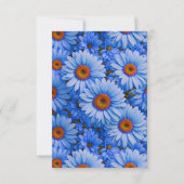 Blauw bloemblauw zonnebloemen blauw madeliefjes pa RSVP kaartje (Achterkant)