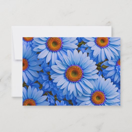 Blauw bloemblauw zonnebloemen blauw madeliefjes pa save the date (Achterkant)