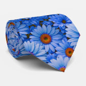 Blauw bloemblauw zonnebloemen blauw madeliefjes pa stropdas (Opgerold)