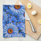Blauw bloemblauw zonnebloemen blauw madeliefjes pa theedoek (Quarter Fold)