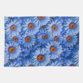 Blauw bloemblauw zonnebloemen blauw madeliefjes pa theedoek (Horizontaal)