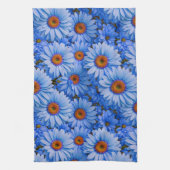 Blauw bloemblauw zonnebloemen blauw madeliefjes pa theedoek (Verticaal)