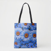 Blauw bloemblauw zonnebloemen blauw madeliefjes pa tote bag (Voorkant)