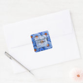 Blauw bloemblauw zonnebloemen blauw madeliefjes pa vierkante sticker (Envelop)