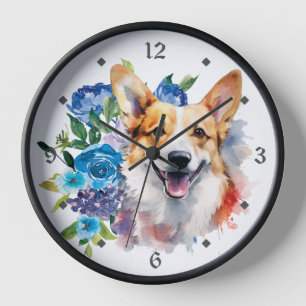 Blauw Bloemboeket Corgi Hond