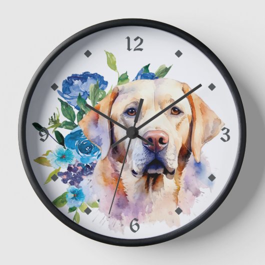 Blauw Bloemboeket Geel Labrador Retriever Hond (Voorkant)