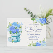 Blauw bloemboeket kaart (Staand voorkant)
