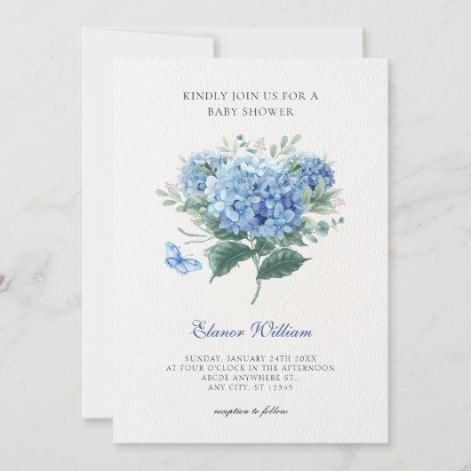 Blauw bloemboeket kaart (Voorkant)