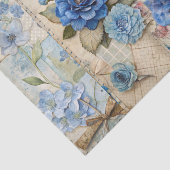 Blauw bloemcollage-schriftboek geïnspireerd op vin tissuepapier (Detail)
