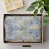 Blauw bloemcollage-schriftboek geïnspireerd op vin tissuepapier (Geschenk)