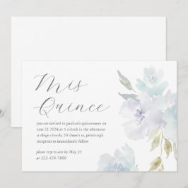  Blauw Bloemen 15 Jaar Verjaardag Quinceañera Kaart