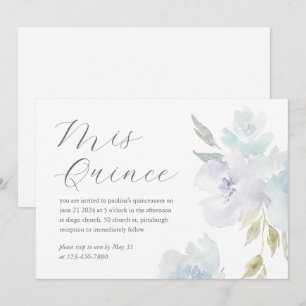 Blauw Bloemen 15 Jaar Verjaardag Quinceañera Kaart