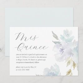  Blauw Bloemen 15 Jaar Verjaardag Quinceañera Kaart