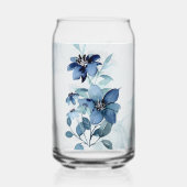 Blauw Bloemen 2 Can Glas Drinkware Set (Voorkant)