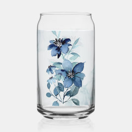 Blauw Bloemen 2 Can Glas Drinkware Set
