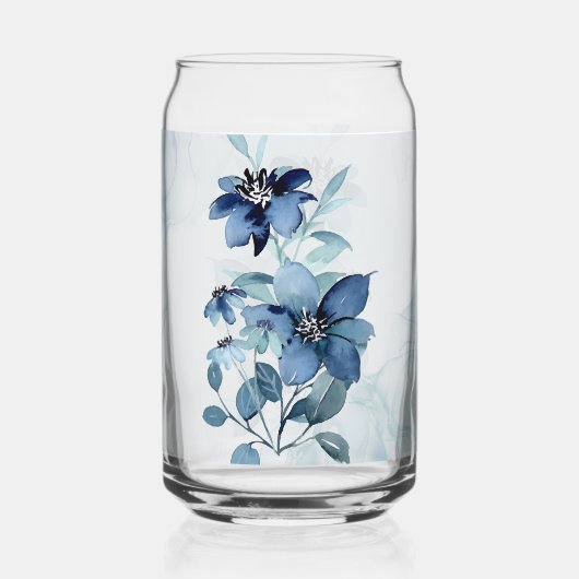 Blauw Bloemen 2 Can Glas Drinkware Set (Achterkant)