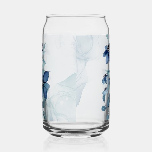 Blauw Bloemen 2 Can Glas Drinkware Set (Rechts)