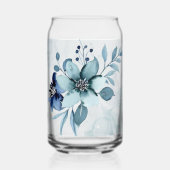 Blauw Bloemen 4 Can Glas Drinkware Set (Achterkant)