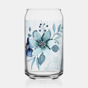 Blauw Bloemen 4 Can Glas Drinkware Set