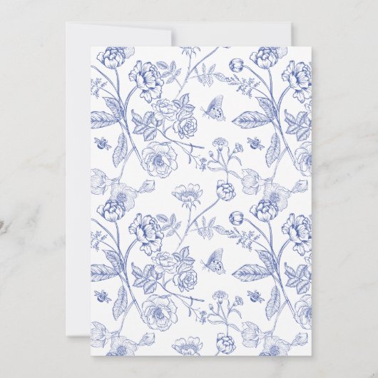 Blauw Bloemen 60ste Verjaardagsfeest Kaart (Achterkant)