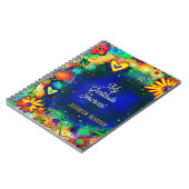 Blauw Bloemen Aangepaste Naam Dankbaarheid Journa Notitieboek (Linkerzijde)