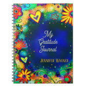 Blauw Bloemen Aangepaste Naam Dankbaarheid Journa Notitieboek (Voorkant)