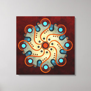 Blauw Bloemen Abstract VectorKunst Verpakt Canvas Afdruk