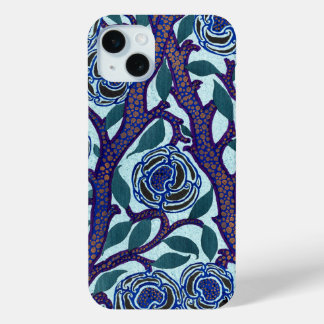 Blauw Bloemen Art Deco Print Reproductie door Segu iPhone 15 Mini Hoesje