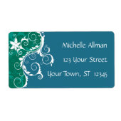 Blauw Bloemen Avery Label (Voorkant)